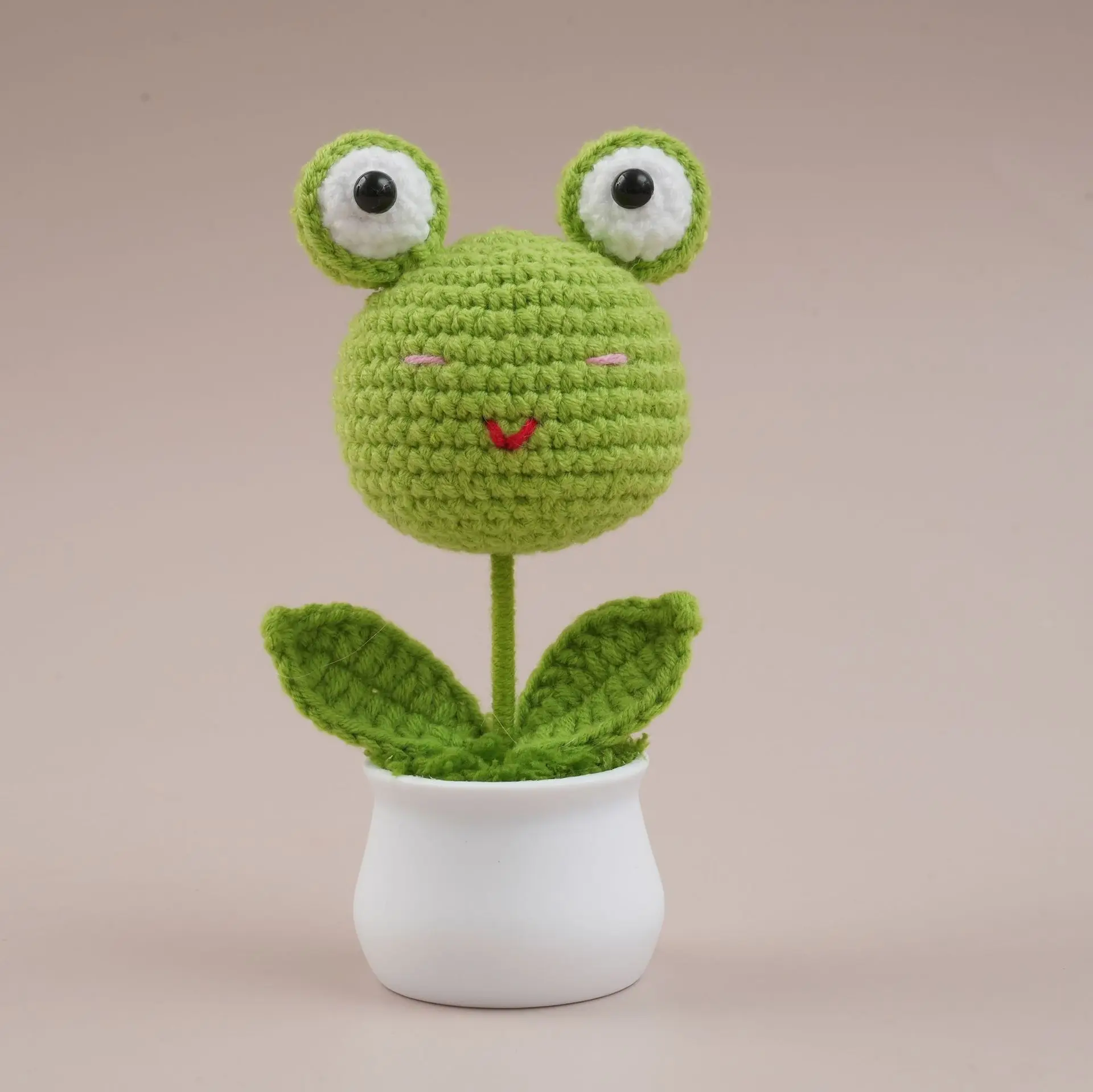 Gehäkelter Tier-Blumentopf Niedliches Handgewebtes Tier Lieblicher Gestrickter Cartoon-Topf Bücherregal Auto-Deko Geschenk – Detail 3