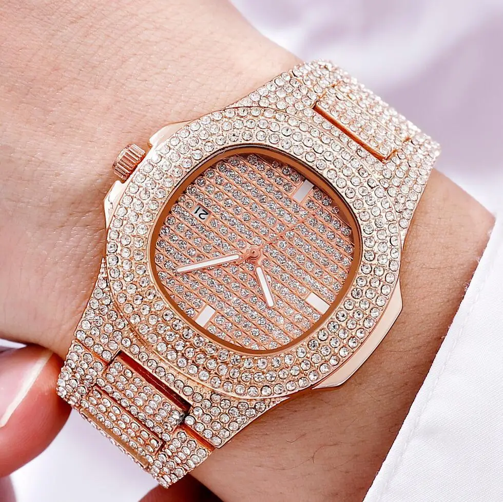 Women\'s Fashion Quartz Watches Lady\'s Diamond Stainless Steel Bracelet Casual Hollow Clock Girl Wristwatch Jewelry Luxury Gift