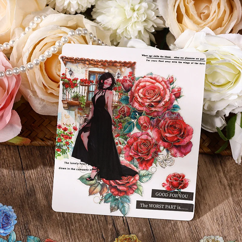 

Large Size Aesthetic Flower PET Stickers 4Pcs Pack Shell Light DIY Collage Scrapbook Journal Stationery Supplies