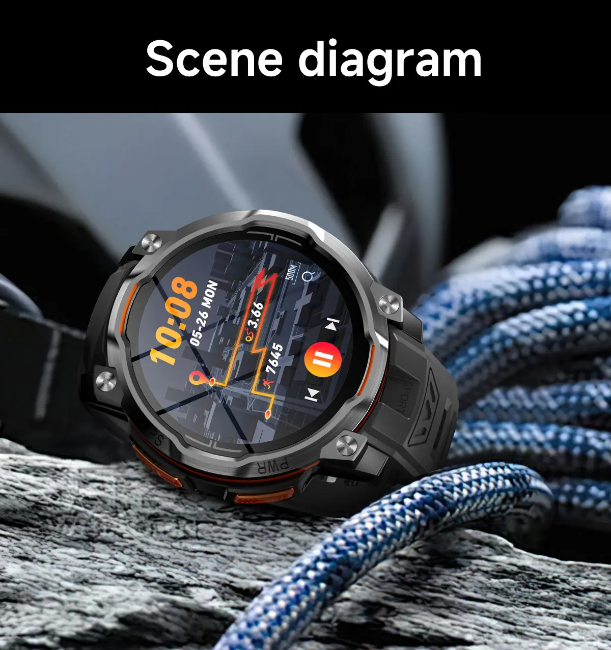 Neue 1,46 Zoll AMOLED Militärische Robuste Smartwatch GPS-Karte 5ATM Wasserdicht Blutdruck Anruf 1200mAh Akku Taschenlampe Armbanduhr für Herren – Detail 21