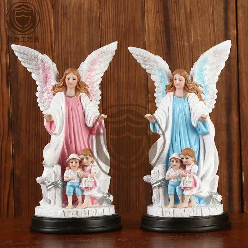 Cross-border supplier 24CM high classical pink and blue archangel ornament decorative birthday gift resin handicraft