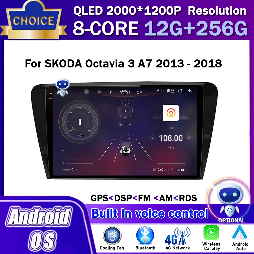 

10.1 inch Android OS Car Radio Multimedia Stereo Player for SKODA Octavia 3 A7 2013 - 2018 GPS Navigatio WiFi Carplay