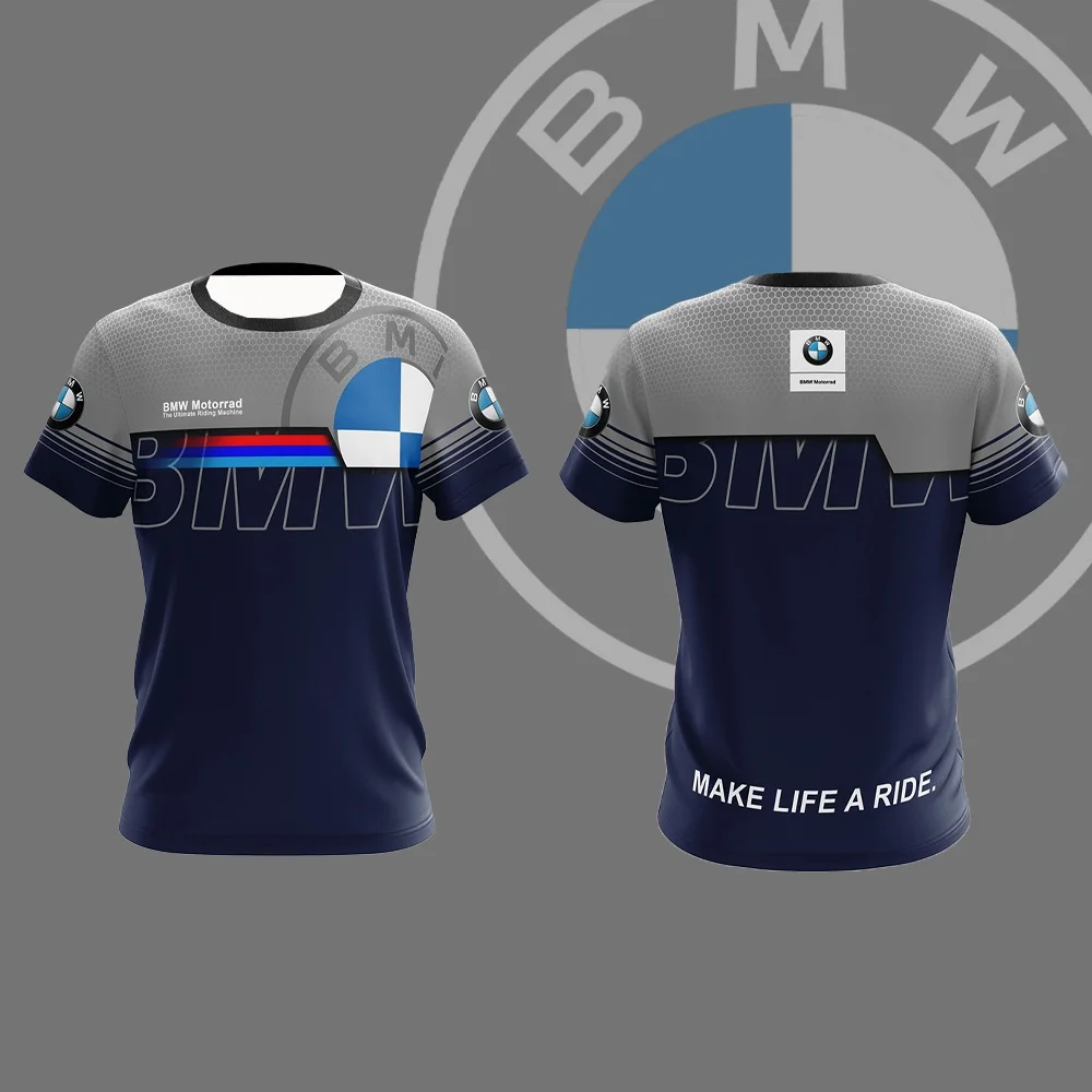 

Men's summer new 3D printed BMW comfortable breathable T-shirt short sleeved casual brand car sports motorcycle racing fashion