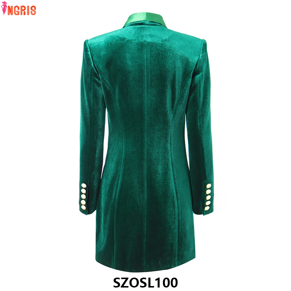 

New Arrival Hot Sale Fashion Women Double Breasted Formal Business Velvet Blazer Dress-SZOSL100