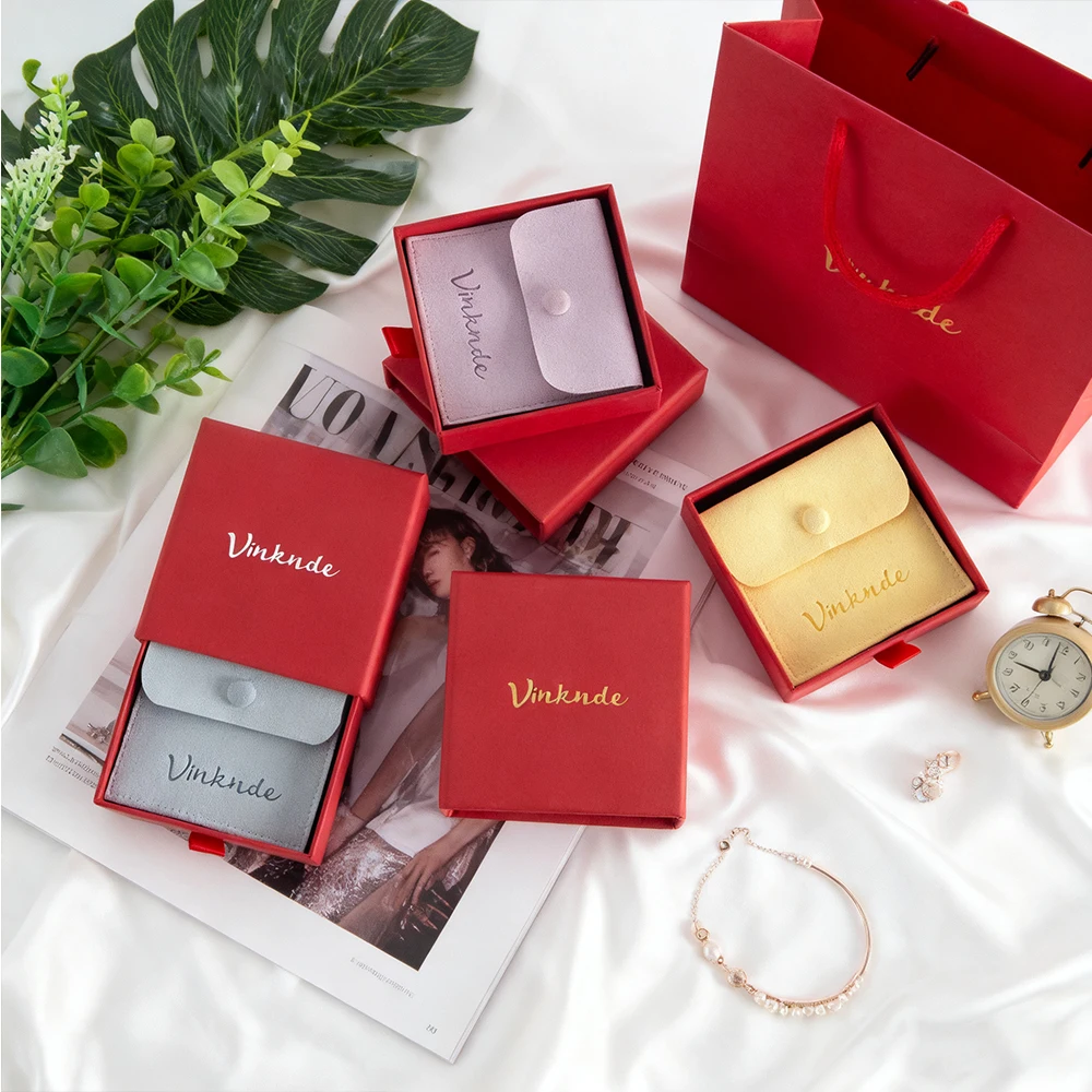 

24 шт., ящик для ювелирных изделий с логотипом, картонная коробка с микрофиброй, сумка-защелка, ожерелье, серьги, кольцо, упаковка для ювелирных изделий, подарочные коробки