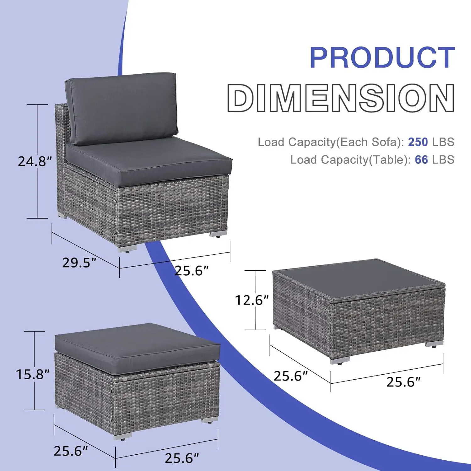 Patio Furniture Set, Outdoor Sectional Sofa, All-Weather PE Wicker Rattan Conversation Set, Couch Loveseat Sofa w/Coffee Table