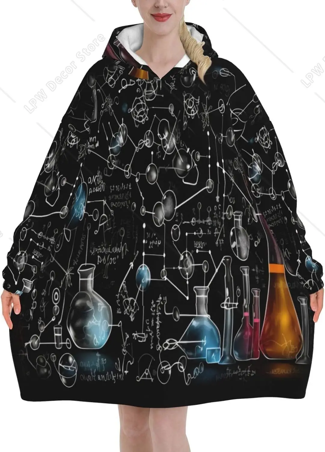 Abstract Science Chemistry/Wearable Blanket Hoodie For Women Men Soft Warm Blanket Flannel Hooded Sweatshirt