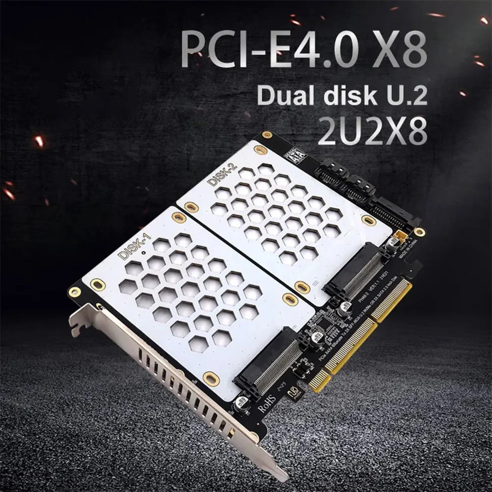 U.2 Dual-Disk Adapter Card 2.5 Inch SATA Hard Drive To PCIE4.0 Split Card U.2 To PCIe Card Dual U.2 To PCIe 4.0 X8 Adapter