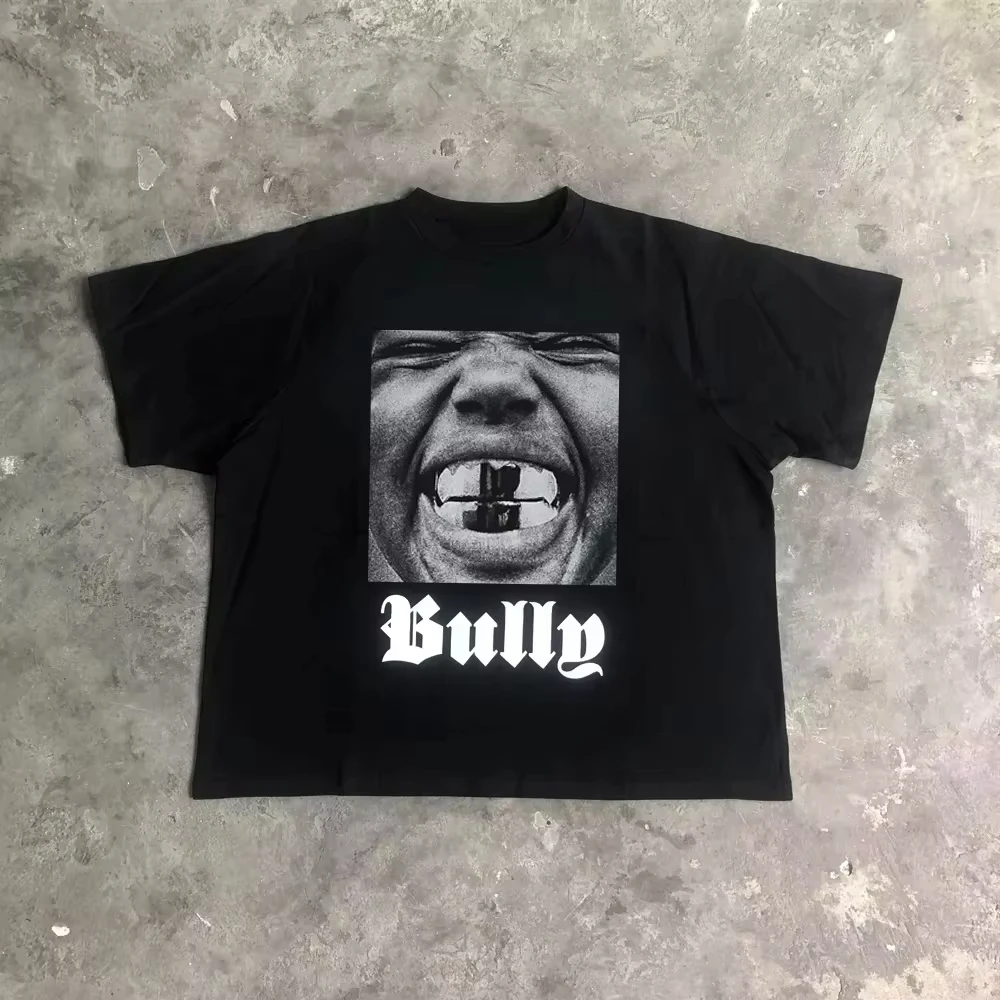 T-shirt Printed with Srog Drift Bullying Kanye West Suitable for Street Casual Style Vintage Hip-hop and Rap Fashion