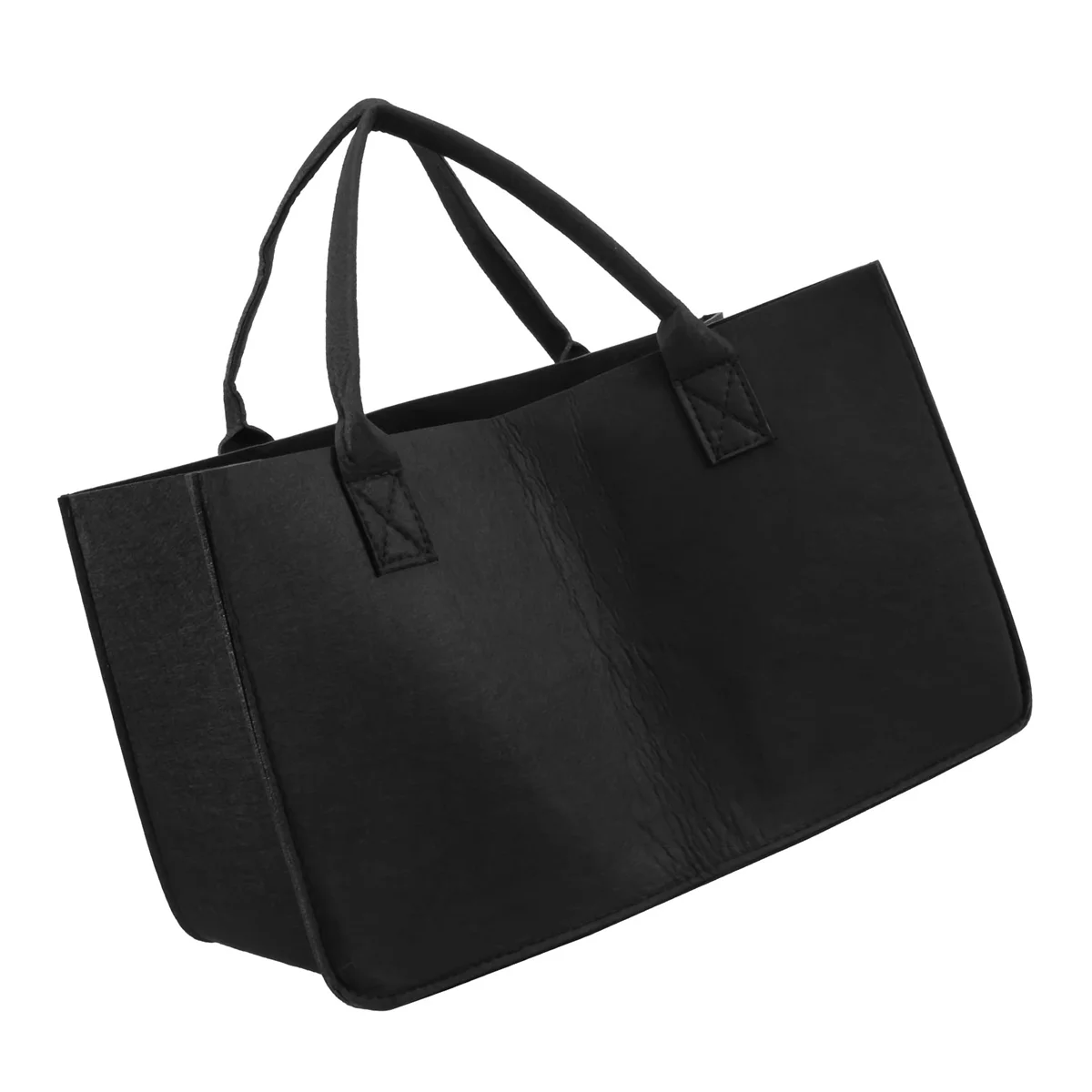 Bolsa de almacenamiento de fieltro de madera para chimenea, cesta para revistas, bolsillo para leña, cesta plegable de fieltro para soporte de leña, color negro