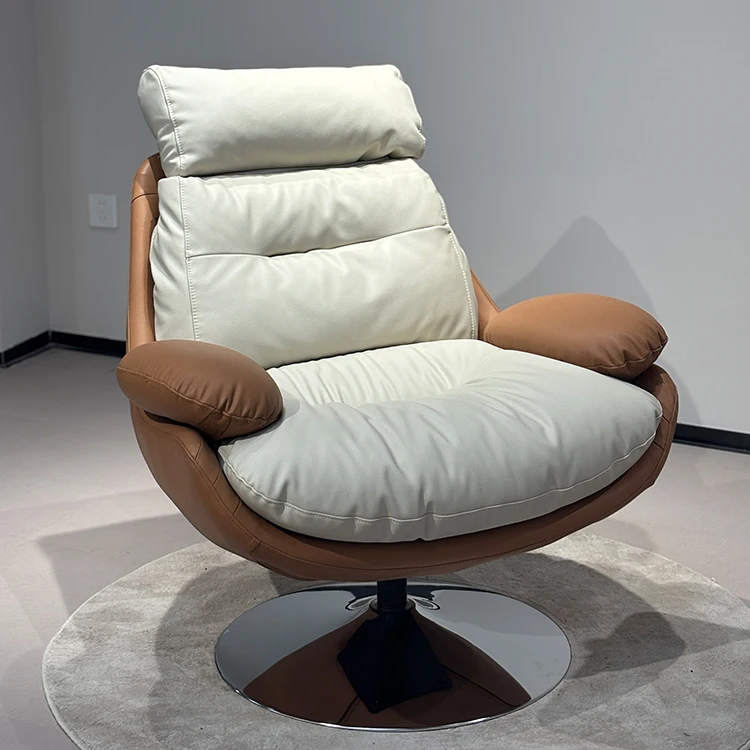 Swivel Balcony Chair Solid Wood Legs High-density Sponge Modern Simple Design Living Room Armrest Home