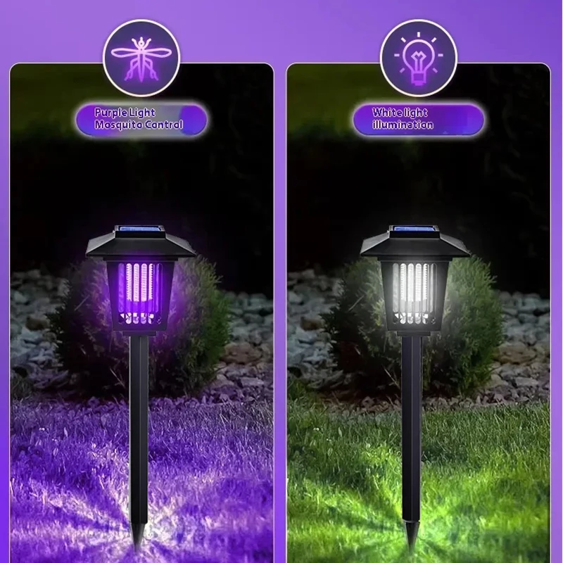 Solar Bug Zapper Waterproof Outdoor Mosquito Zapper Killer and Lighting Repellent Lamp for Indoor Outdoor Use Garden Patio image 3