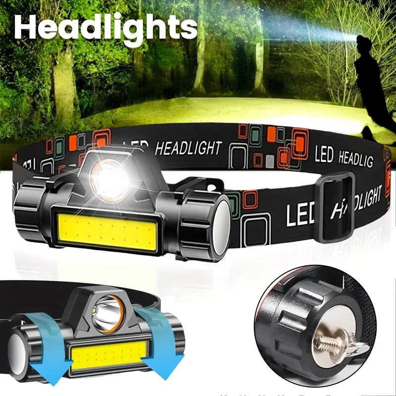 

Rechargeable Q5 LED Headlamp Strong Magnetic Powerful COB Headlight Super Bright Waterproof USB Head Torch For Outdoor Fishing