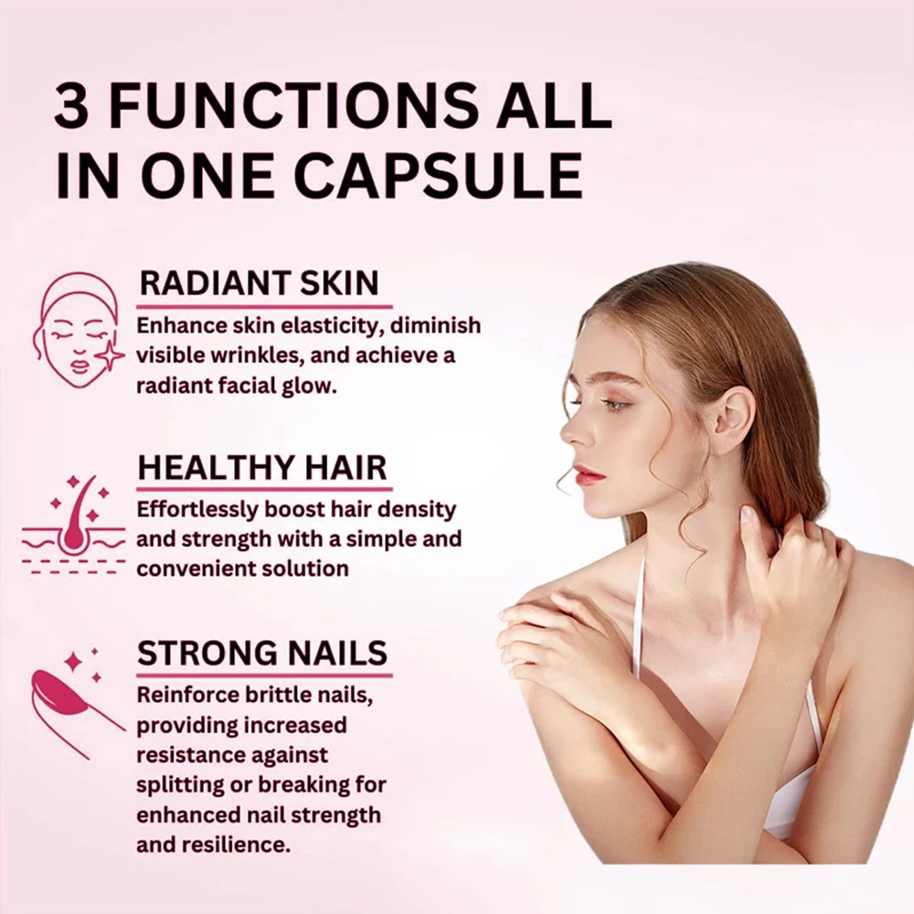 Women Hair Growth Supplement Capsules with Multivitamins, Collagen and Biotin for Thicker, Fuller Hair, Nails and Skin Health