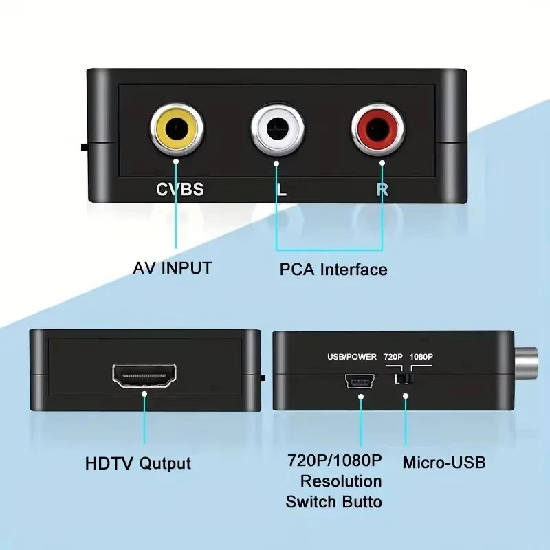 HDTV إلى AV RCA محول HDMI محول صندوق صغير RCA AV CVSB LR فيديو مركب AV قشارة محول للكمبيوتر HDTV العارض