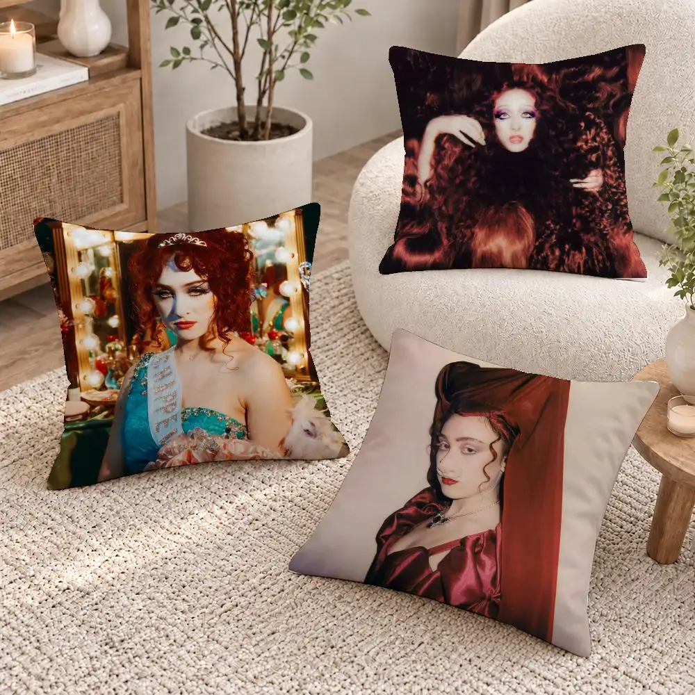 Pop Album Chappell Roan Cushion Cover Short Plush Pillow Cover, Washable Wrinkle-Resistant for Sofa Bedroom Decor Gift