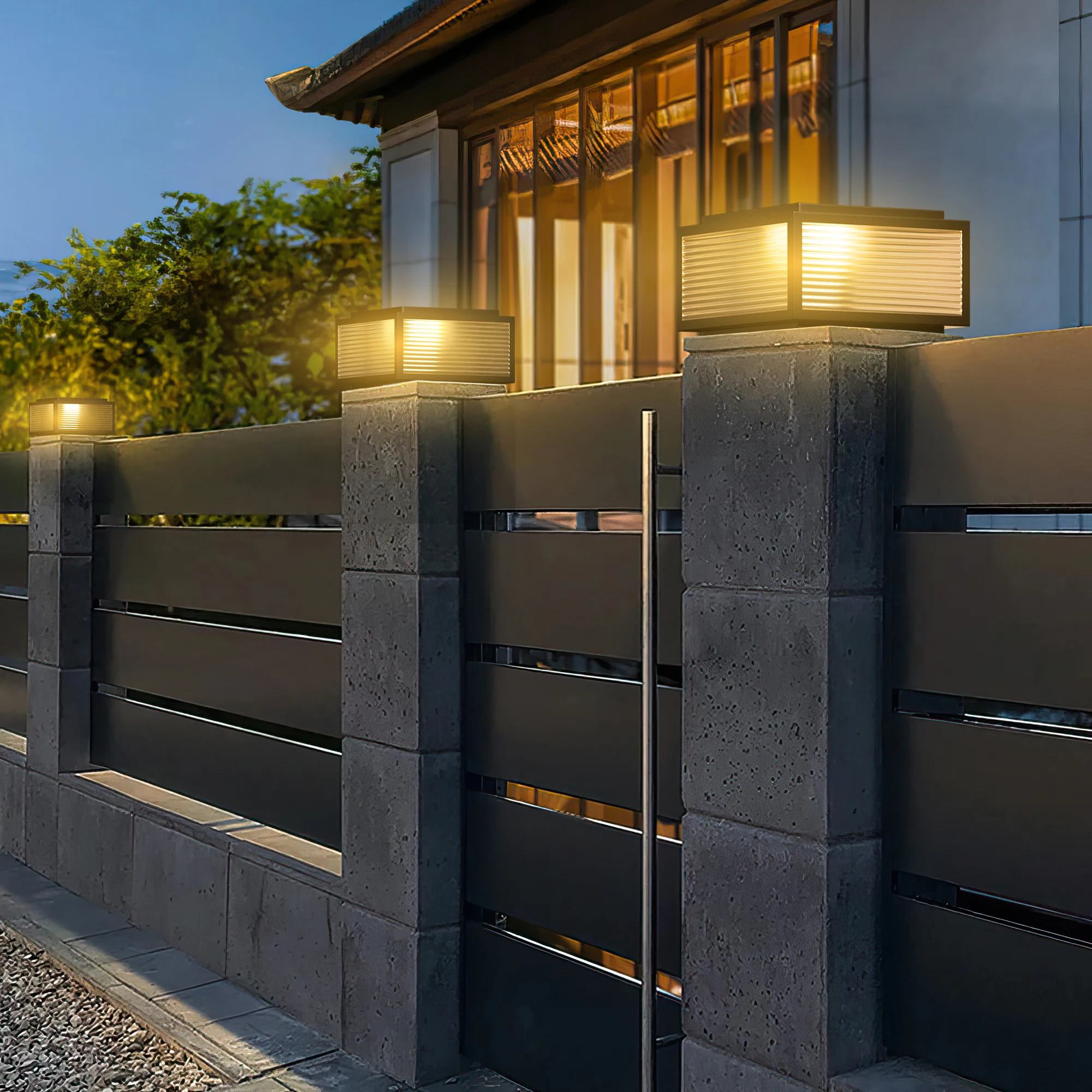 Solar Pillar Lights Outdoor, 30cm Metal&Glass Solar Post Cap Lights, Outdoor Post Lights Solar Powered Ip67 Waterproof