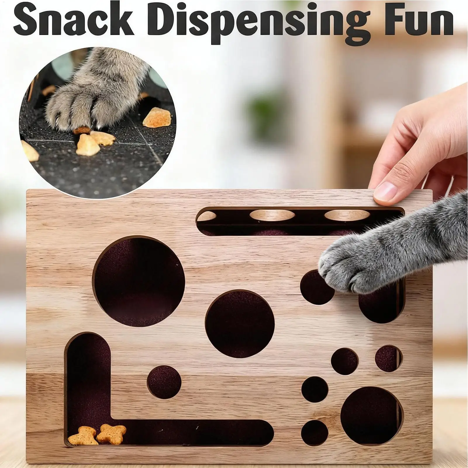 Katze Nagelfeile Scratch Board Anreicherungsbox Holz Puzzle Spender Spielzeug für Haustier Übung Langeweile Linderung Essenszeit Training Zuhause