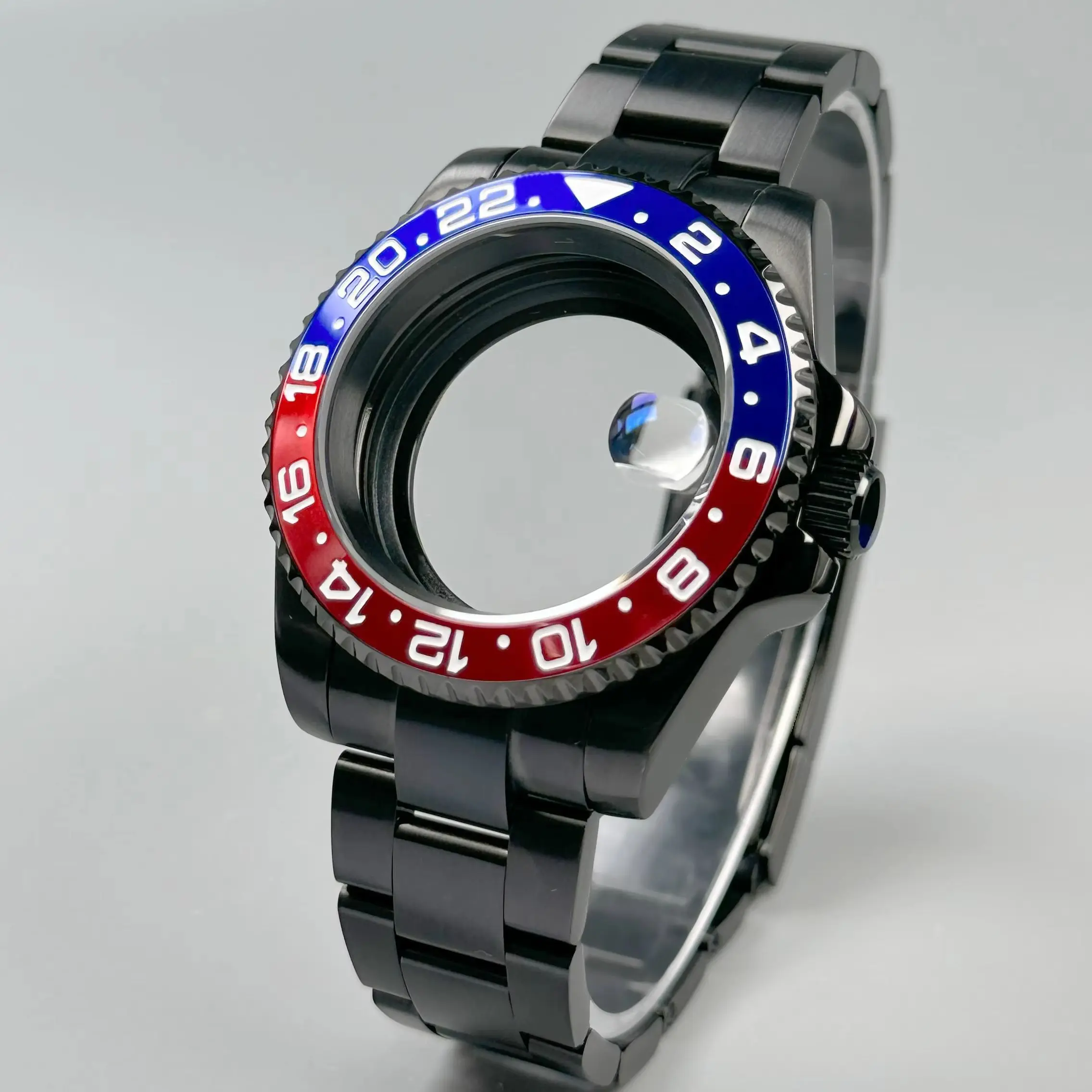 Nh35 case 40mm Black Watch case with 120 clicks fit nh34 nh35 nh36 movements sapphire glass waterproof 28.5mm dial accessries