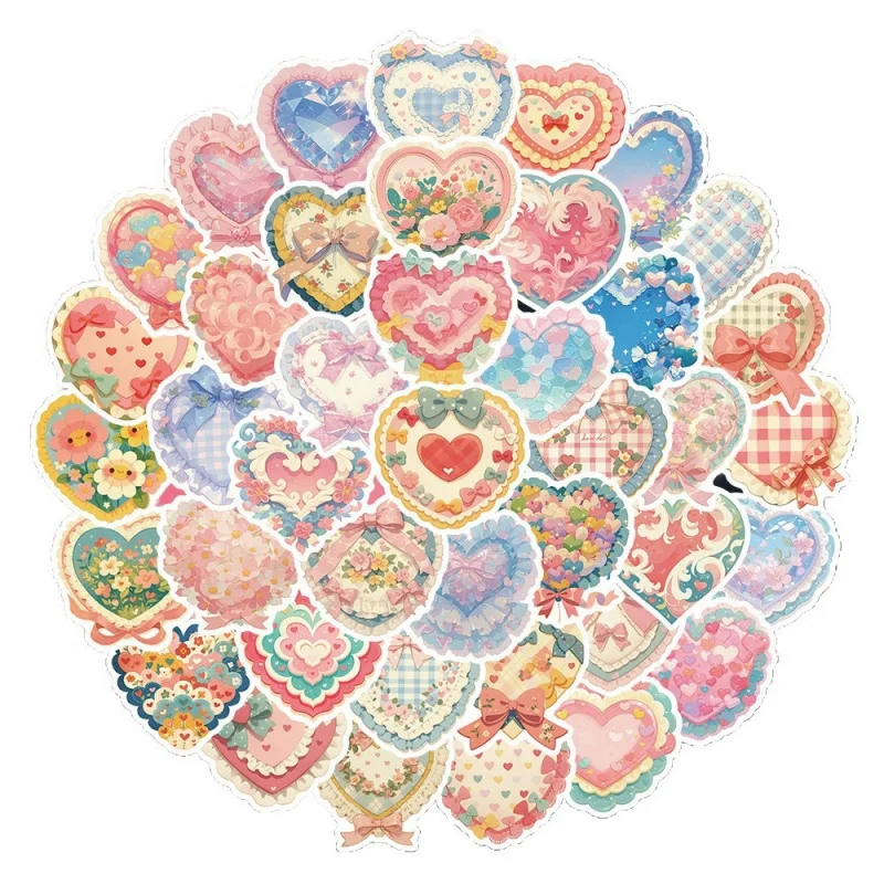 54Pcs Cute Heart Stickers Wedding Gift Packaging Sealing Label Kawaii Lolita for Notebook Phone Pad Case Bottle DIY Crafts