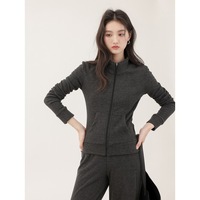 Early Autumn Korean Style Women's Fashion Set Chic High-End Feeling Whole Ootd Matching Pearl Embellished Polyester Blend