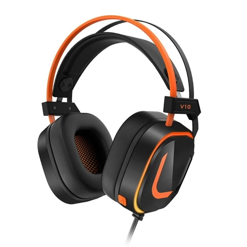 V10 USB 7.1CH Gaming Headphones Headsets with 50MM Driver and Ergonomic Comfort Immersively Sound Leather Earpads