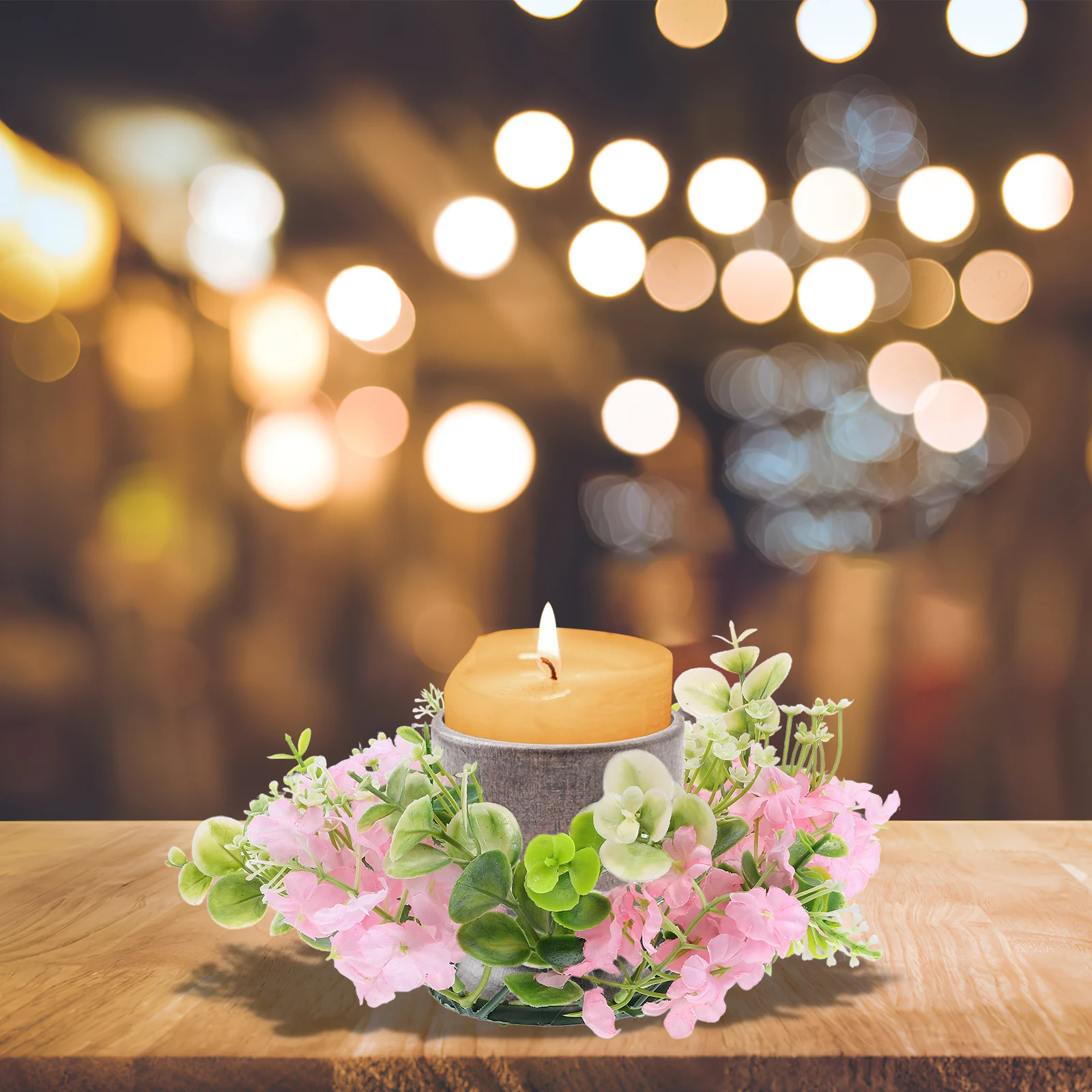 

1pcs Realistic Artificial Flower Ring Wreath Silk Cloth Decor for Wedding Party Home Tabletop Small Reliable