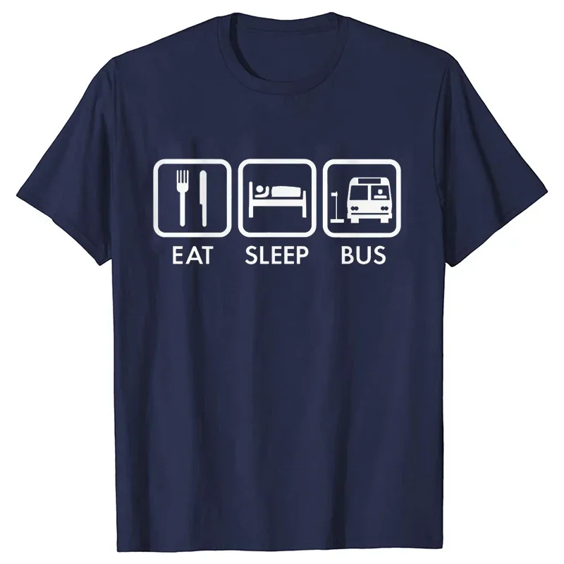 Awesome Eat Sleep Bus Driver T Shirts Graphic Y2k Tops Streetwear Short Sleeve Birthday Gifts Summer Style T-shirt Mens Clothing
