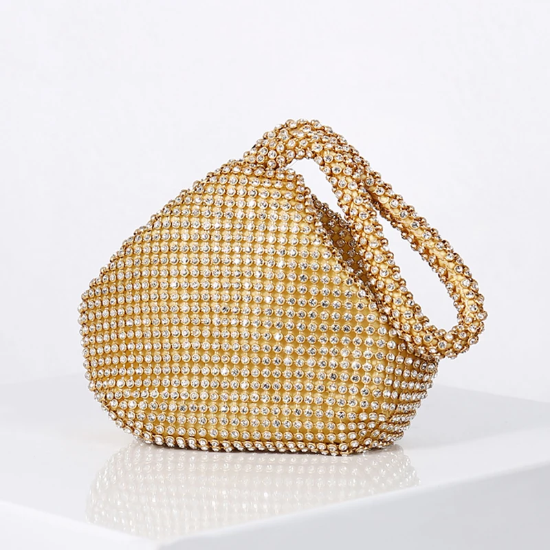 Sac à main de soirée en or et diamant pour dames, mini portefeuilles, sacs à main Bling, petite pochette de créateur de luxe, sac à main de fête, 2024