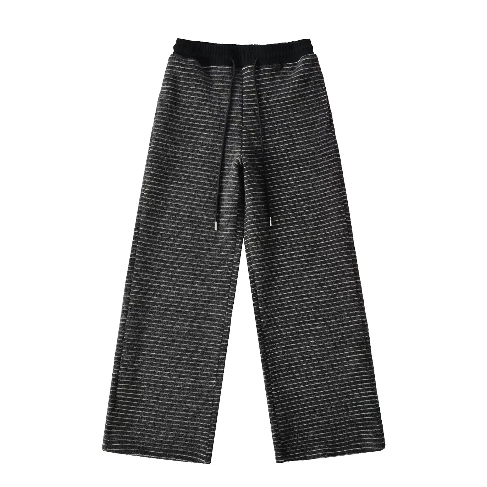 Amerikaanse Sle Gestreepte Wijde Pijpen Broek Hoge Taille Afslankende Casual Broek voor Vrouwen Rechte Cut Lange Broek Herfst Winter