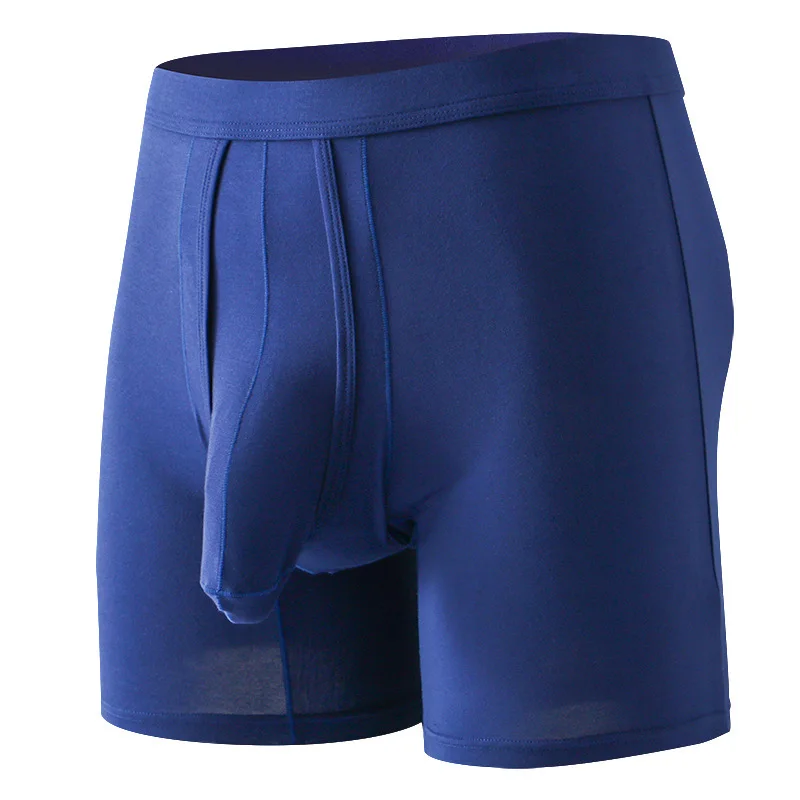 Men Long Leg Boxer Brief with Ball Pouch Anti Chafe Sports Underwear Breathable Comfortable Modal Shorts Male Fashion Underpants