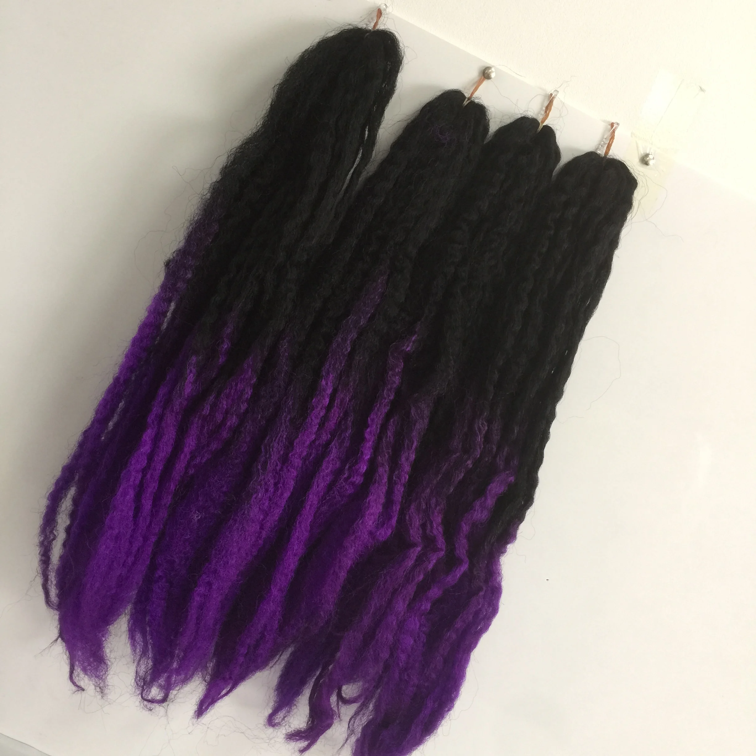 10 Packs Two Tone Ombre Color Black Purple Marley Braids Synthetic Hair Extensions for Black Woman