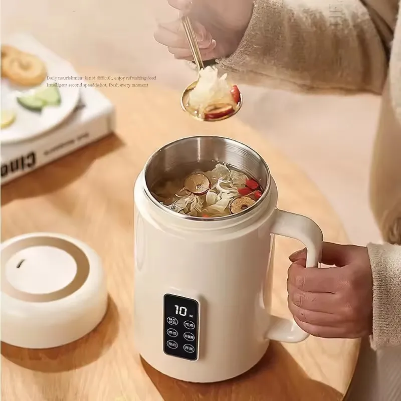 110V/220V Multifunctional Electric Stew Pot 12h Reservation Baby Porridge Special Pot Auto Health Pot Portable Mini Stew Pot 1L