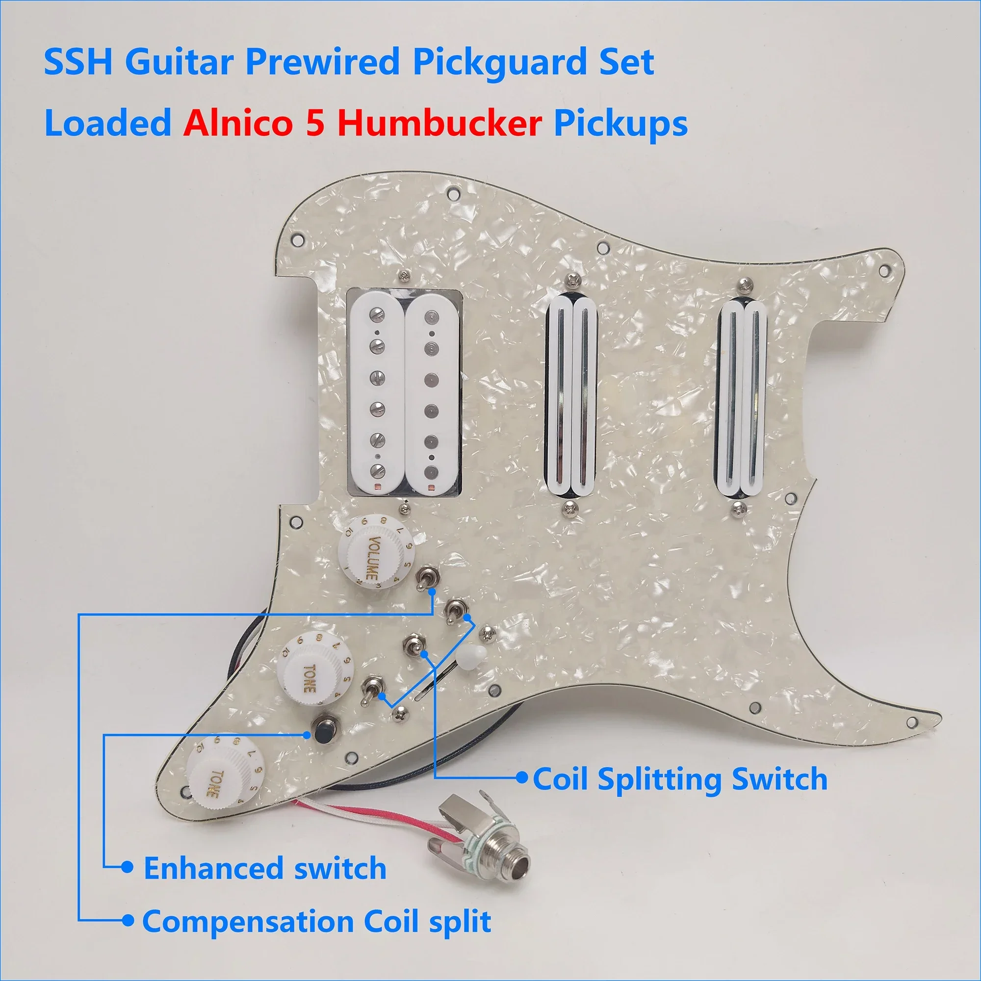 SSH Guitar Prewired Loaded Pickguard Set,with Coil Splittin Alnico 5 Humbucker Pickups for ST Guitar Electric Guitars