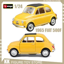 Bburago 1:24 1965 Fiat 500F 1968 Fiat 500L Retro Car Diecast Model Alloy Luxury Vehicle Vintage Model Child Birthday Toys Gift