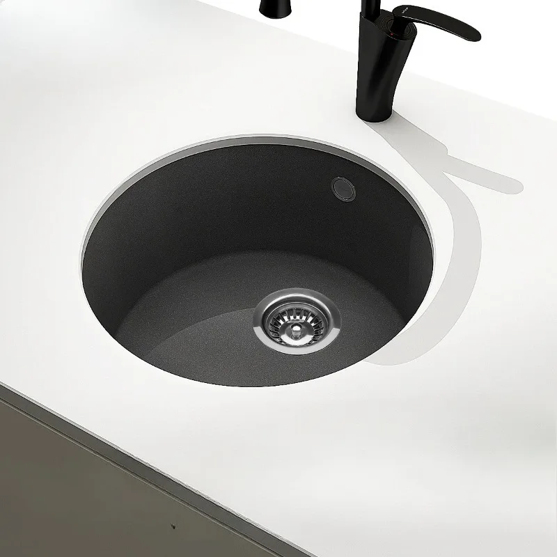 Round small single slot island quartz stone sink bar