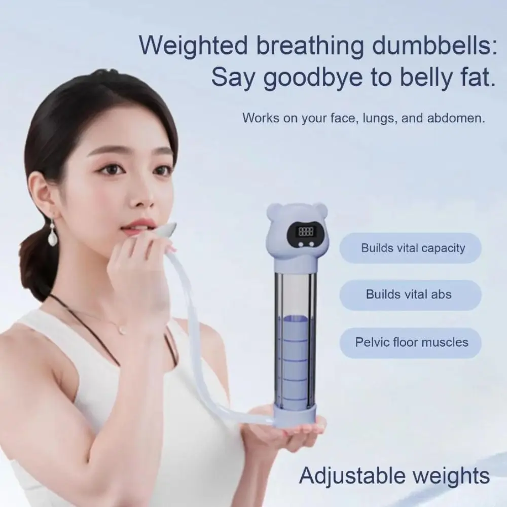 Adjustable Resistance Breathing Dumbbell Trainer Deep Breathing Ergonomic Design Lung Capacity Expander Practical With Counter