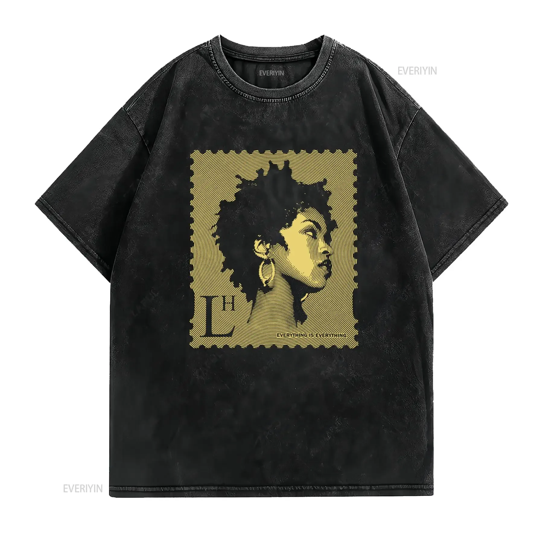 Retro Vintage Halftone Stamp Portrait Print Casual Streetwear T Shirt vintage Washed graphic Breathable Unisex Stylish