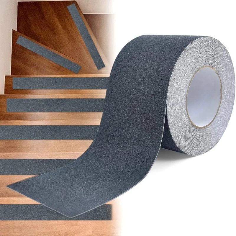 Black Anti Traction Tape PVC Tape With Roller 10Cmx15m Non Grip Tape For Stairs Outdoor/Indoor, Waterproof Anti Skid Grit Roll