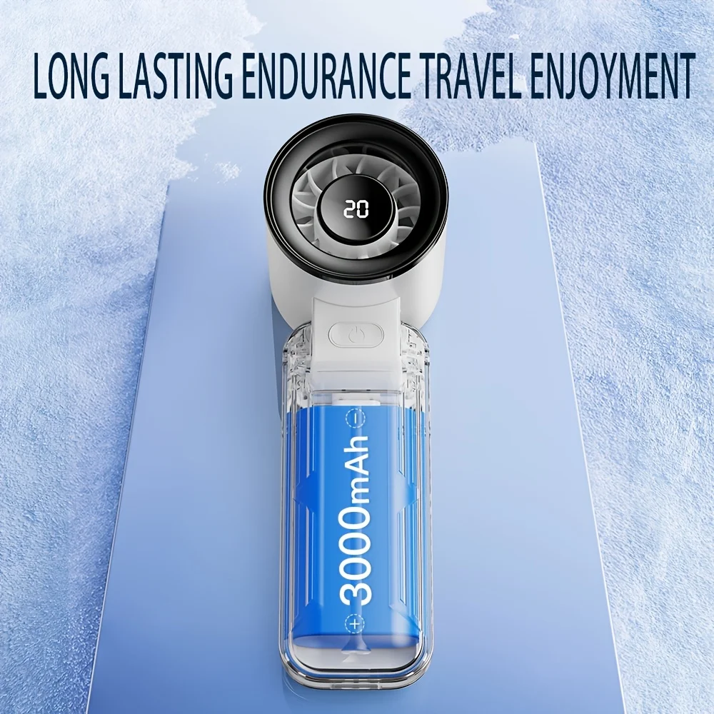 جديد 2026 شاشة ديجيتال كبيرة عالية السرعة توربينات الرياح مروحة يدوية 135 ° قابلة للطي وسهلة التخزين ولا تأخذ مساحة #6