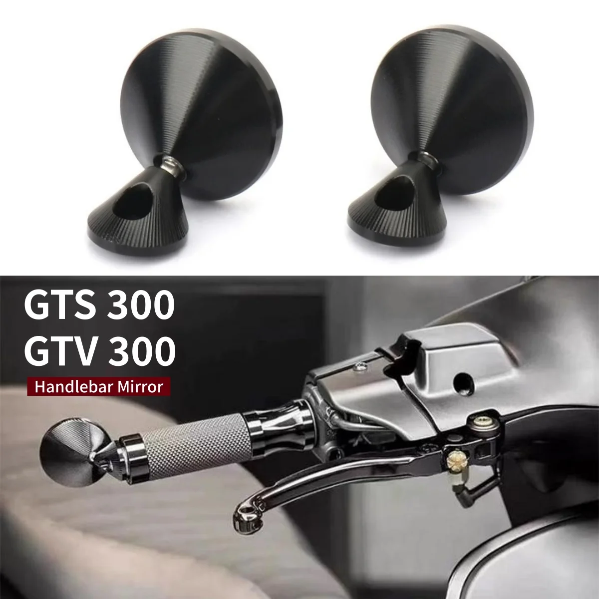 

Зеркала заднего вида для мотоциклов Vespa GTS300, GTS 300, GTV300, GTV 300, Mini Round, из алюминия с ЧПУ, устанавливаемые на конец руля