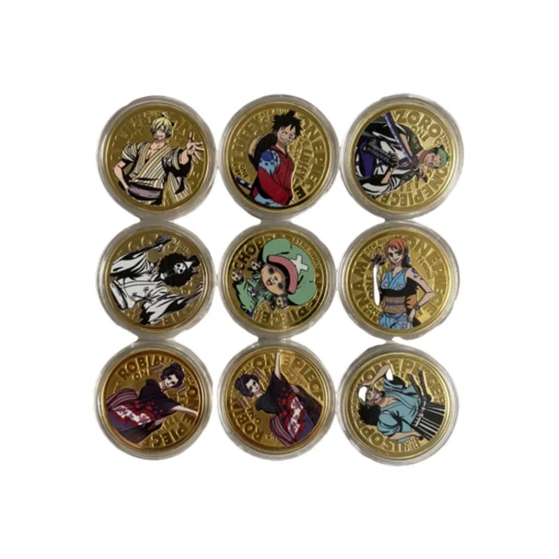 Anime One Piece Gold Coins Monkey D. Luffy Sanji Usopp Franky Game Collection Rare Cards Children\'s Toys Boys Birthday Gifts