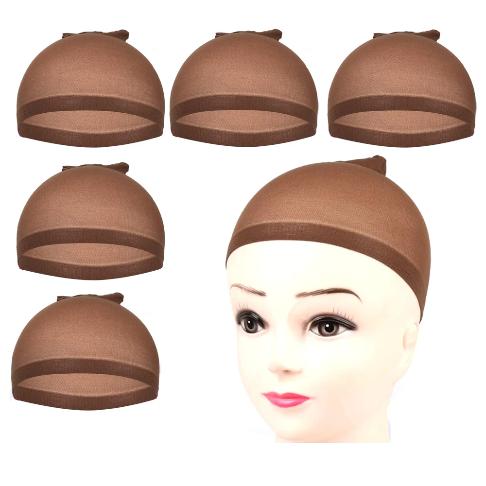StockingWig Caps 5pcs/Bag Top Stocking Wig Cap Hair Net For Weave Hair Wig Nets Black Brown Stretch Mesh Wig Cap For Making Wigs