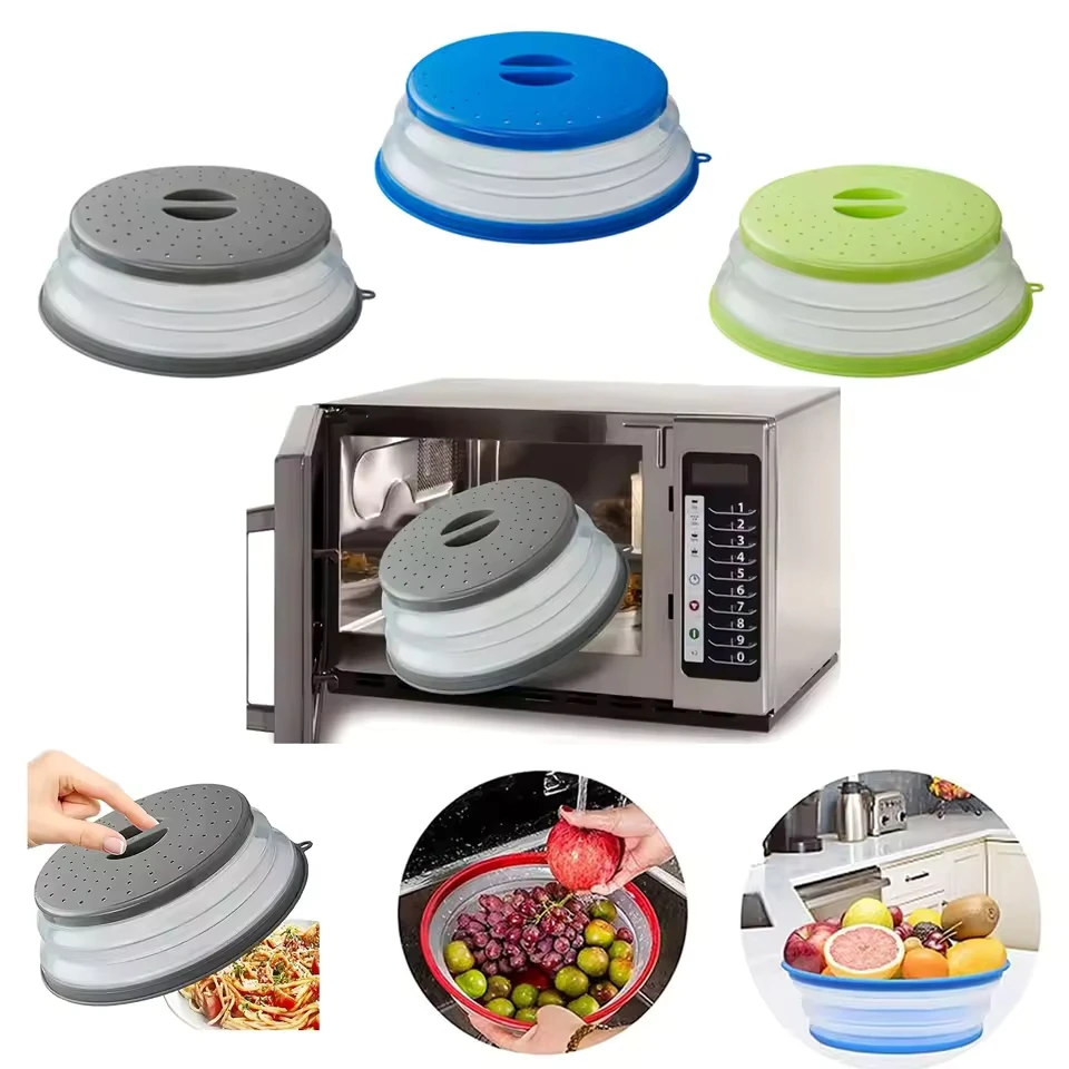 

Buyyes Microwave Heating Cover With Hook Folding Cover Multifunctional Silicone Folding Oil-proof And Splash-Proof Cover