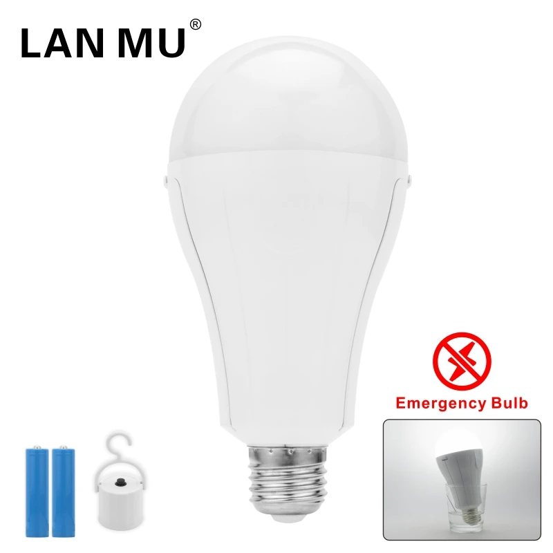 Bombilla LED de emergencia portátil E27 de 15W, lámpara de Camping recargable de 1600mAh, 85-265V para tienda de campaña de fallo de energía para el hogar, lámpara de jardín
