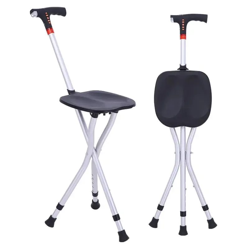 Elderly Cane Stool Non Slip Folding Portable for Going Out Multi-functional Cane Stool Walking Aid Fishing Chair for The Elderly