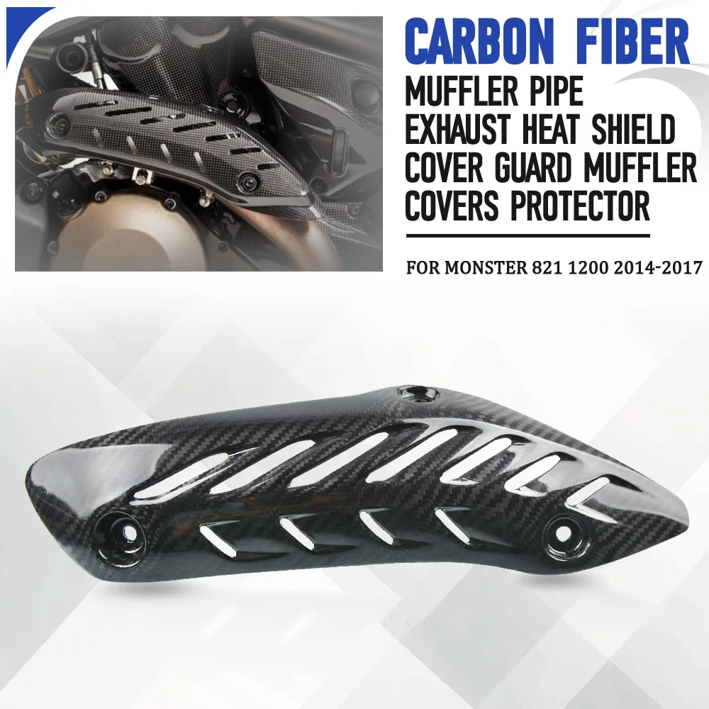 

For Monster 821 1200 2014 2015 2016 2017 Carbon Fiber Muffler Pipe Exhaust Heat Shield Cover Guard Muffler Covers Protector