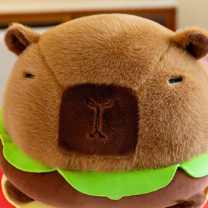 Juguete de peluche de hamburguesa Capybara Kawaii para niños, almohada de muñeca de Animal de simulación, regalo de cumpleaños, decoración del hogar, nuevo