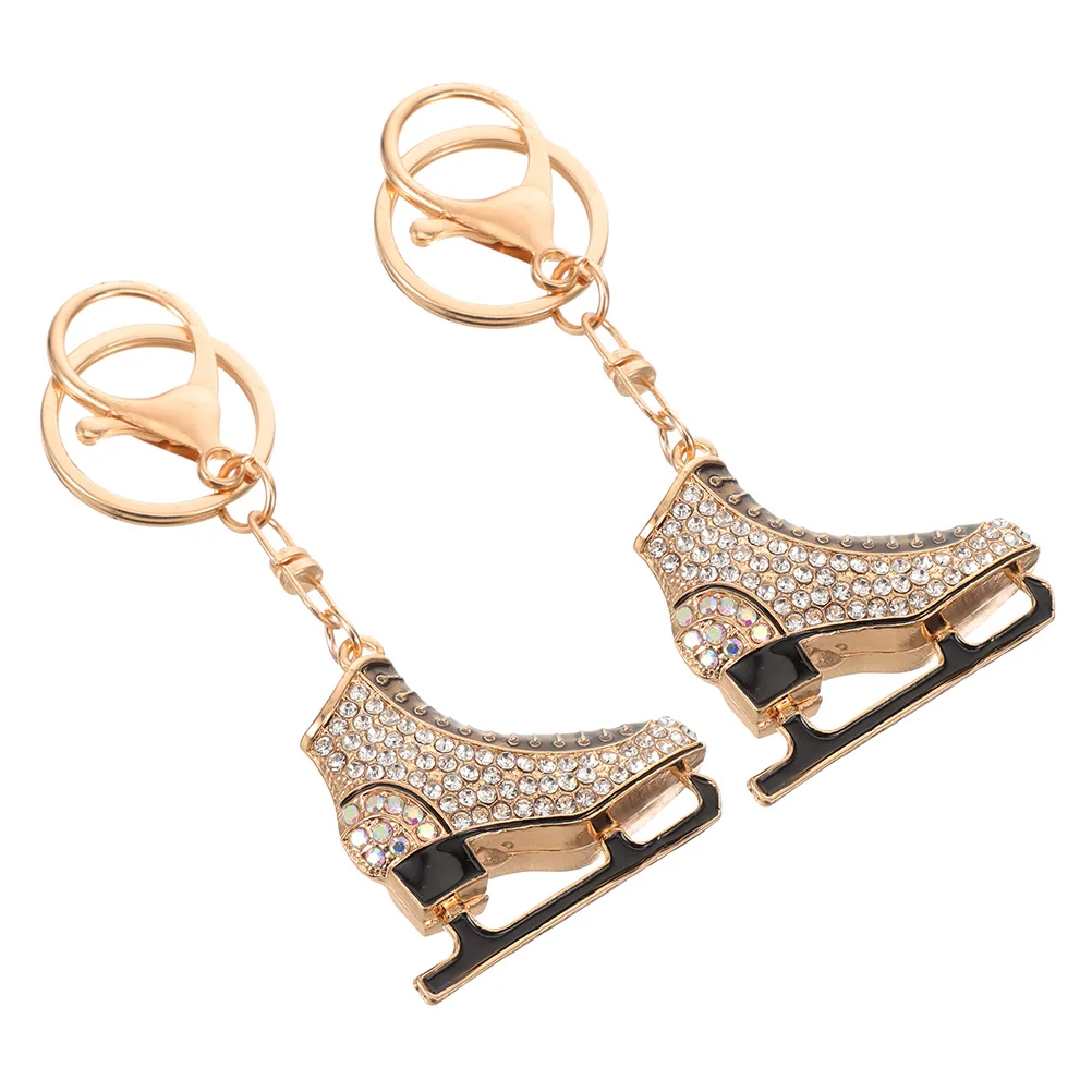 

2pcs Ice Skates Keychains Alloy Metal Boot Holders Pendants Hanging Decorations Gifts Charm Key Rings Skating Shoe Model naments