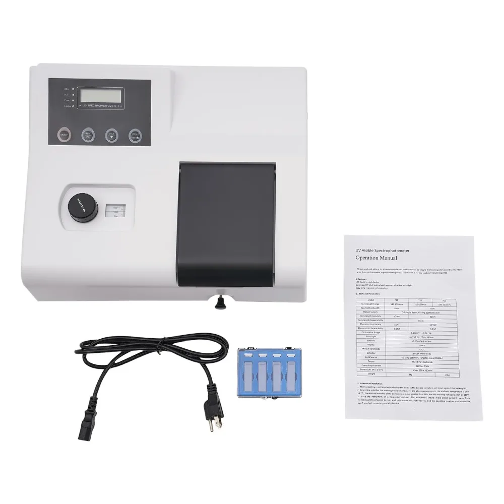 Digital Lab Spectrophotometer Visible Spectrophotometer LCD Display 350-1020nm Tungsten  Lab Analytical Equipment